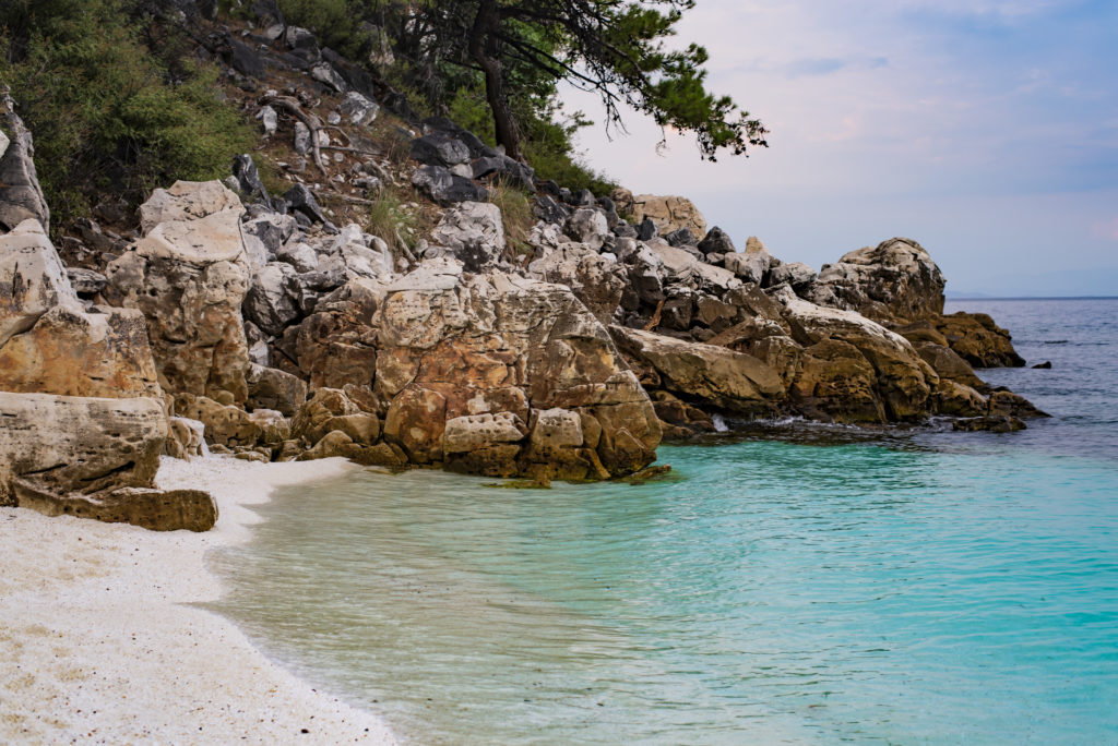 Mramorová pláž Marble beach Thassos