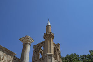 minaret mešita Lala Mustafa Pasha, Famagusta Severní Kypr