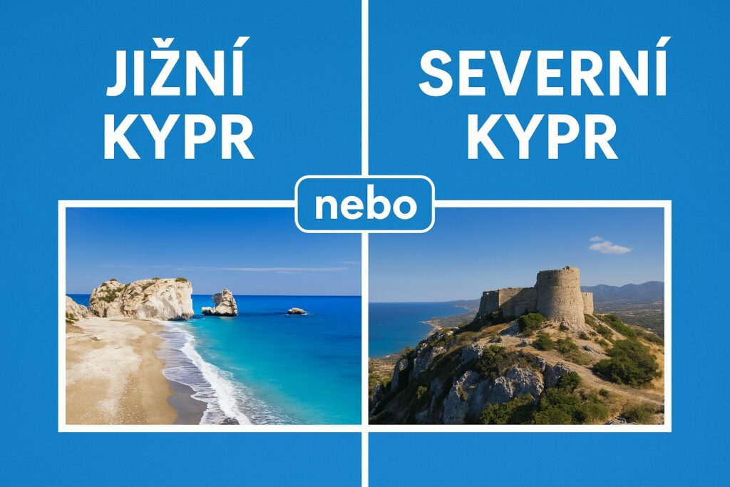 ilustrace jizniho vs severniho kypru kam na dovolenou