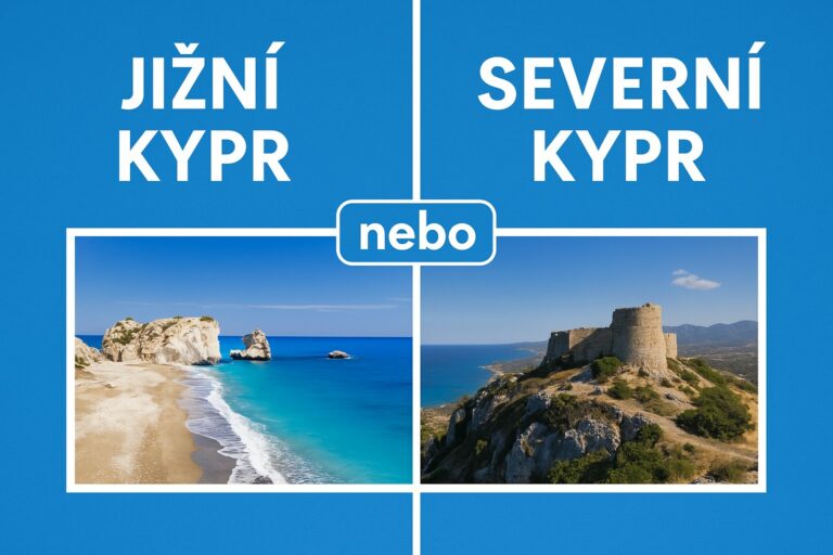 ilustrace jizniho vs severniho kypru kam na dovolenou