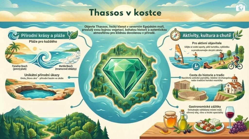 ilustrace thassosu v kostce zakladnich informaci o ostrově