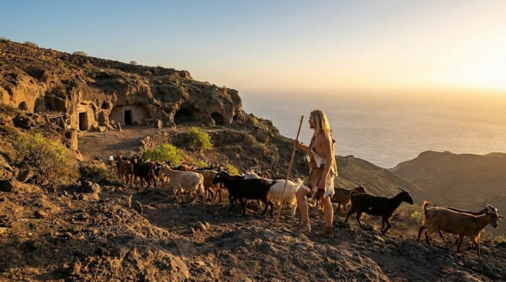 ilustrace zivota guancu na kanarskych ostrovech