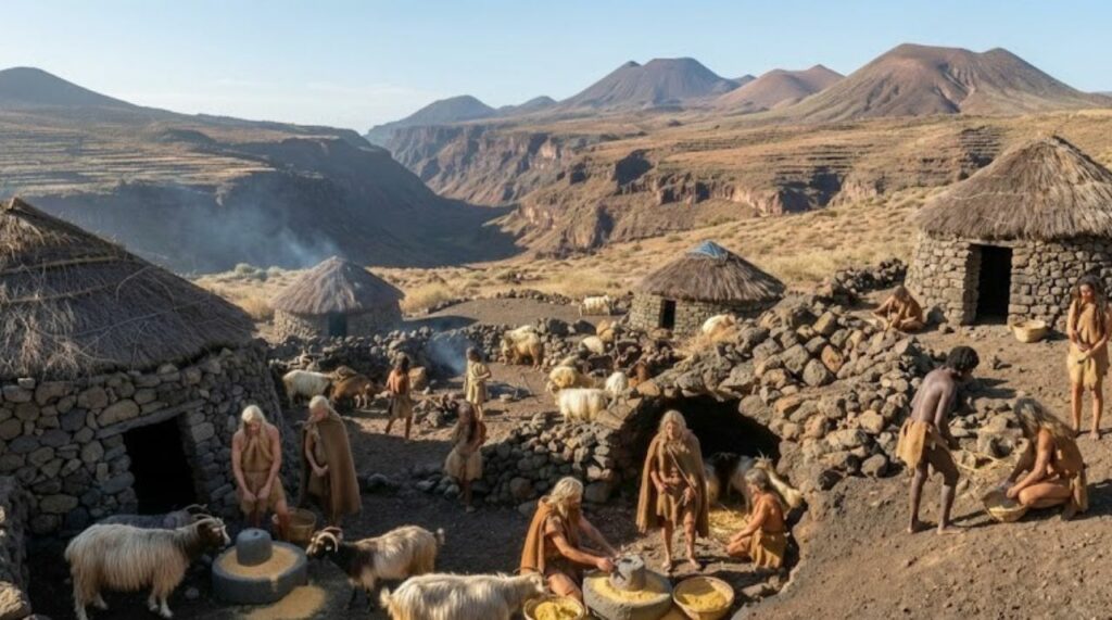 ilustrace zivota guancu na gran canarii