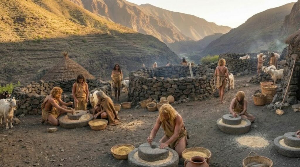 ilustrace zivota guancu na gran canarii