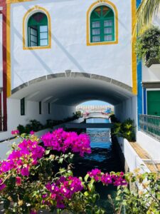 puerto de mogan kanarske benatky kvetiny a kanal