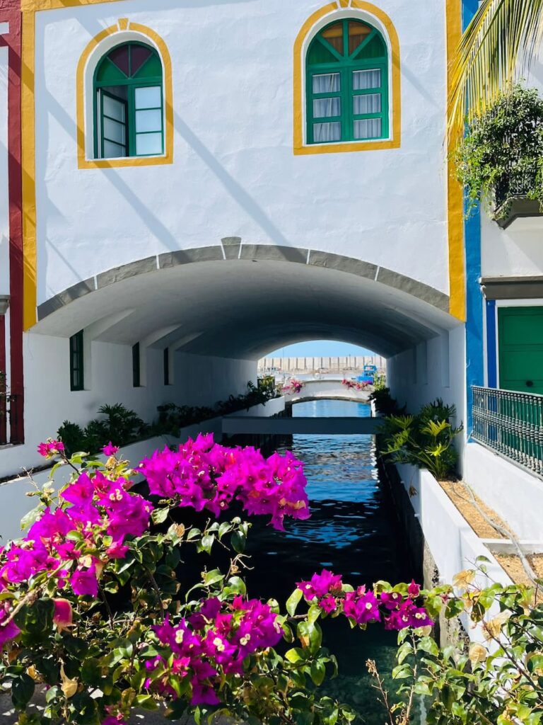 puerto de mogan kanarske benatky kvetiny a kanal